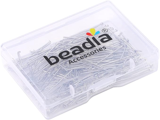 Platinum Plated Flat Head Pins Non Tarnish 25mm 200pcs for Jewelry Making Findings