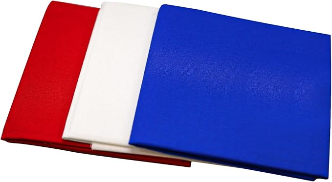 3 Pieces 18 x 21 Inches Cotton Fabric Precut Quilting Fabric Bundles Solid Colors Layer Cakes Quilt Material for DIY Craft Sewing Embroidery (RedWhiteBlue)