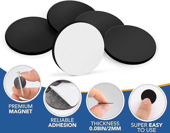 Magnetic Dots 1″ Self-Adhesive (120 Pack) – 0.08″ Thin Flexible Craft Magnets for DIY Photos, Fridge, Office & Classroom Organization