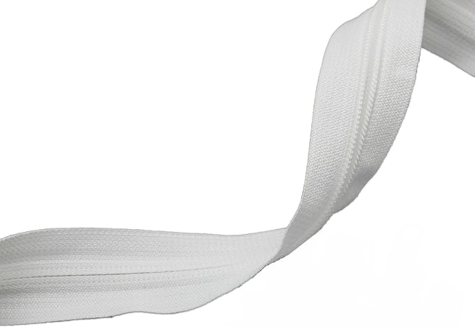 Leekayer #3 White Nylon Zippers by The Yard Bulk 10 Yards with 25pcs Silver Sliders, Zipper for Sewing Dress Tailor DIY Handmand Bag Luggage Sofa Duvet Cusion Pillow Pockets Purses