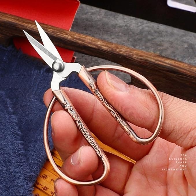 3.3-inch Small Sewing Embroidery Scissors, Stainless Steel Little Scissors Sharp Tip Detail Shears for Sewing Crafting, Art Work, Cross Stitch Cutting, Handcraft, Needlework DIY Tools Bronze