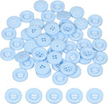 HARFINGTON 50pcs Sewing Button 15mm (5/8 Inch) 4 Holes Resin Thickened Round Crafting Replacement Buttons for Clothing DIY Crafts Decoration, Light Blue