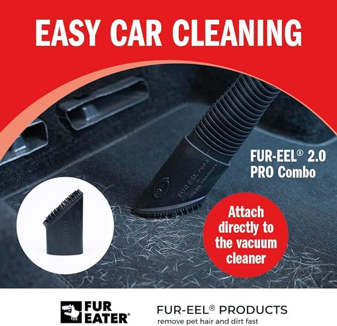 PRO 2.0 Combo Pet Hair Removal Tool for Car Detailing | Universal Vacuum Attachment for Dog & Cat Hair | Fits 1-1/4" & 1-3/8" Hoses | Replaceable Soft Rubber Head | Washable & Reusable