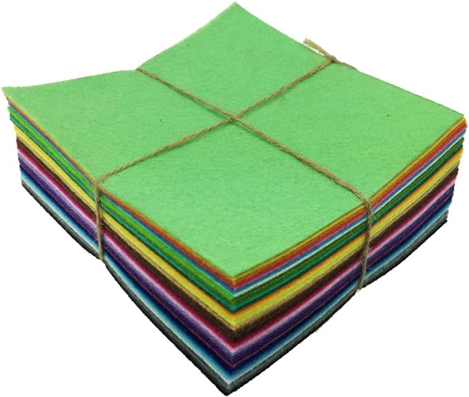 42pcs 6 x 6 inches (15cm x 15cm) Felt Fabric Sheet Assorted Color Felt Pack DIY Craft Squares Nonwoven