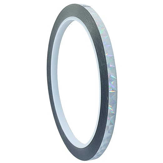 0.22 Inch Self-Adhesive Holographic Reflective Tape, Glitter Duct Tape Prism Tape for Keep Birds Away, DIY Art, Daily Use, Craft Project, Home Decoration, Holiday Packing(Silver,55Yard)