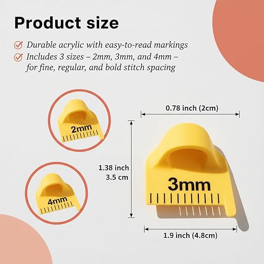 Edge Stitch Lock and Sewing Gauge-Sewing Gauge-Edge Sewing Lockranding Tool-Needle Gauge Quilting Ruler for Straight & Curved Seams for Beginners,Professional Sewers - 2/3/4 Mm, 3 Pcs,Plastic (Yellow)