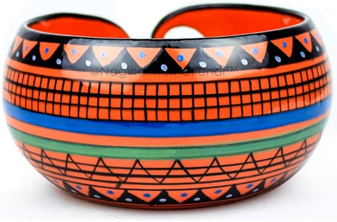 Nagina International Ceramic Attractively Hand Painted Gorgeous Stoneware Yarn Ball Storage Bowl With Innovative Dispensing Curl | Knitting & Crochet Accessions (Medium, Traditional Red)