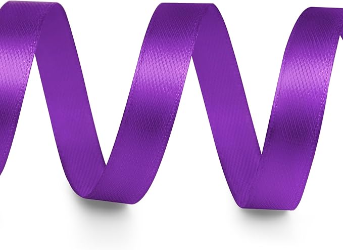3/8" x 100 Yards Satin Ribbon - Purple Silk Ribbon with Spool - Ideal for Gift Wrapping, Floral Bouquets, Crafts, Wedding Party Decorations, Christmas and Sewing Projects