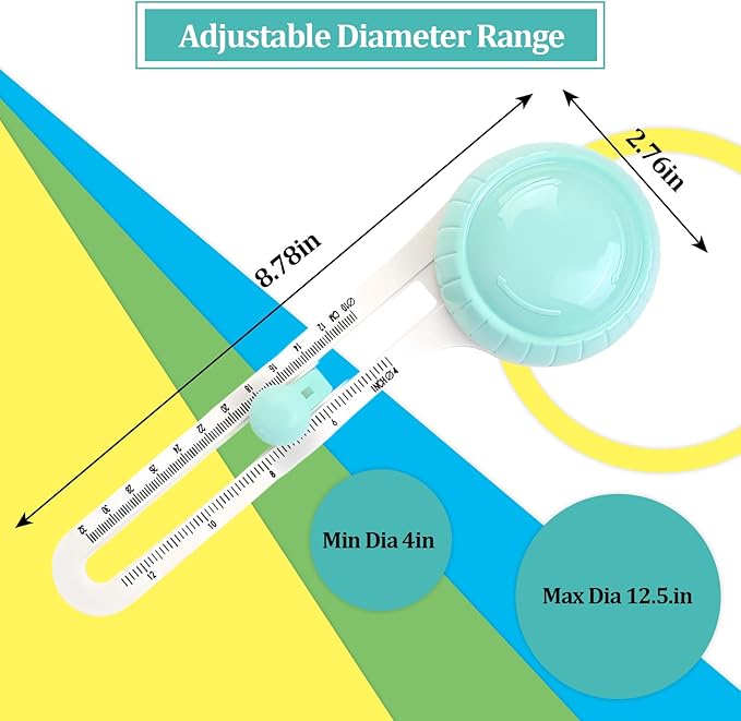 Circle Paper Cutters，Adjustable Rotary Circle Cutter，Circular Cardboard Circle Cutter with 3 Replaceable Blades, Trimmer Scrapbooking Tools，DIY Craft Cutting Tools Green