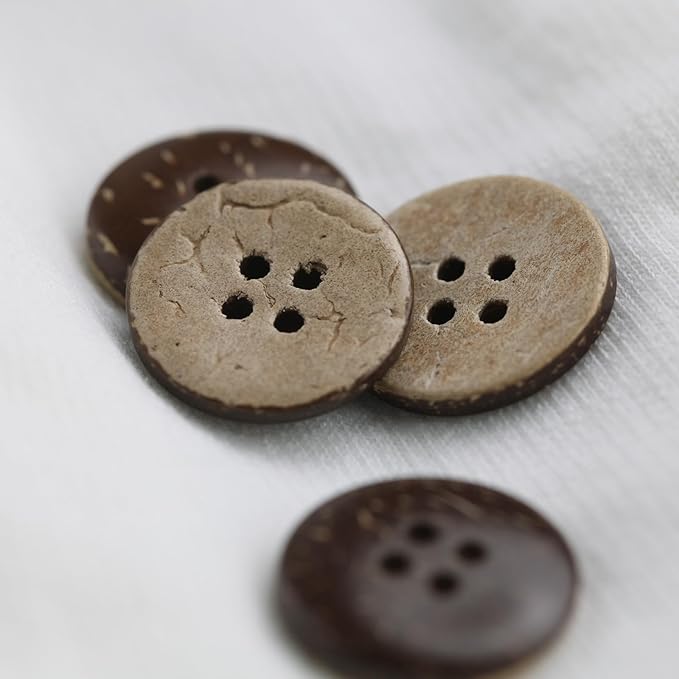 15mm Brown Natural Coconut Shell Buttons 3/5 inch 4 Holes Button Coconut Shell Buttons for Crafts Sewing Wooden Buttons for DIY Crafts 100PCS