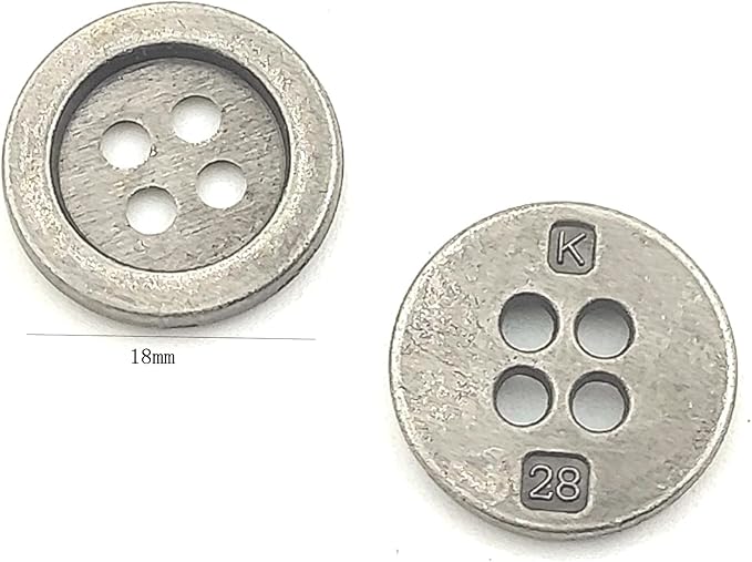 24pcs Metal Buttons Vintage Style Round Buttons 4 Holes Bulk for Clothing DIY Crafts Handmade Buttons Scrapbooking Sewing Decorations 18mm (Antique Silver)