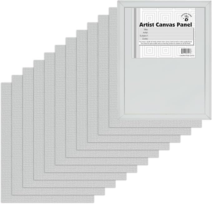 Creative Mark Cotton Canvas Panels 18x24" - 12 Pack - Professional Quality Fine Weave Acrylic Primed Artist Canvas Boards for Painting, Acrylics, Studios, & More