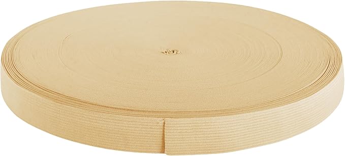 Mandala Crafts Wide 1/2 Inch Khaki Elastic Bands Spool for Pants Waistbands Sewing and DIY Crafts, 88 YD Stretchy Flat Fabric Strap Knit Elastic Band for Wig