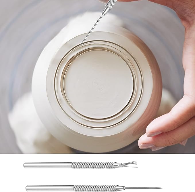 4 Pack Clay Ceramic Needle Tools Pottery Craft Tools Sculpture Feather Wire Texture and Needle Detail Tools for Pottery Modeling, Carving, Detail Processing