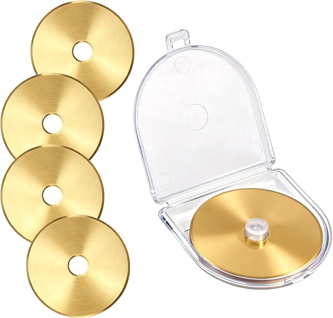 5pcs Titanium Coated Rotary Cutter Blades, Universal Replacement Circular Fabric Cutting Blades Knife Refill for/Martelli/Dremel/Truecut/DAFA for Quilting Sewing Scrapbooking Tool Supplies(45mm)