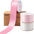 Pink Double Face Satin Ribbon 1-1/2 Inch x 45 Yards White Fabric Ribbon for Gift Wrapping, Flower Bouquets, Hair Bows Making, Wedding Decoration, Invitation Cards, Christmas (3 Rolls *15Yd)