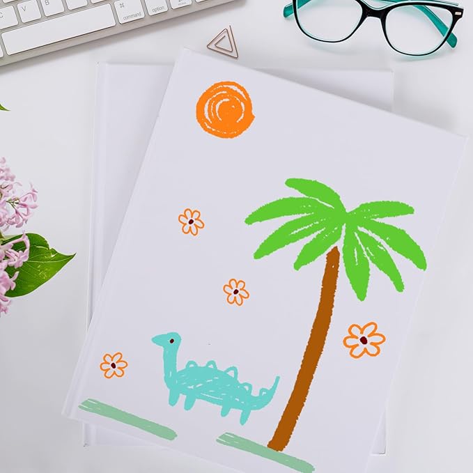 6 Pack Hardcover Blank Book 8.5x11 inch, Hardcover Blank Book for Students to Write Stories, Blank Hardcover Sketchbooks Journal（White，22 Sheets/ 44 Pages Each）