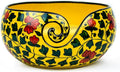 Nagina International Ceramic Attractively Hand Painted Gorgeous Stoneware Yarn Ball Storage Bowl With Innovative Dispensing Curl | Knitting & Crochet Accessions (Small, Yellow Shrubs)