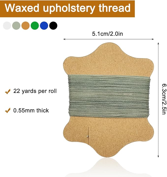 17 pcs Leather Stitching Kit, SourceTon Upholstery Needle and Thread, 6 Colors Thick Sewing Thread for Fabric, Leather, DIY, Clothing, Sewing