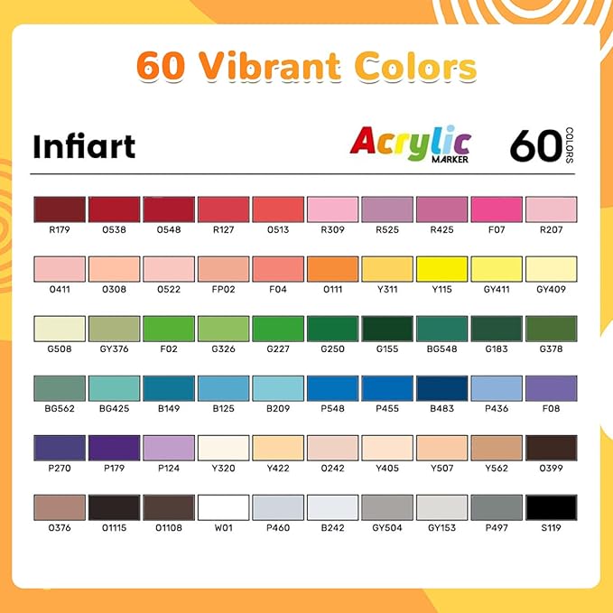 60 Colors Acrylic Paint Markers Brush Tip, Automatic Ink Control Acrylic Paint Pens Waterproof Acrylic Markers Set for Christmas Decorations, Stone, Wood, Glass, DIY & Art Supplies
