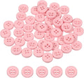 HARFINGTON 50pcs Sewing Button 11mm (15/32 Inch) 4 Holes Resin Thickened Round Crafting Replacement Buttons for Clothing DIY Crafts Decoration, Pink