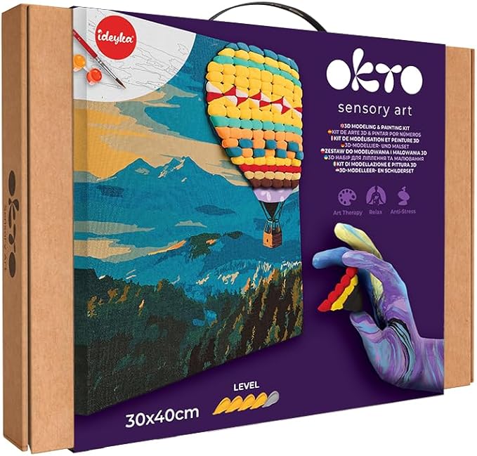 OKTO Art Kit A Cat in a Hot air Balloon Flight | Arts & Crafts DIY Painting with Modeling Claу | Claу Kit for Painting | Painting Kits for Adults for Home Decoration Claу for Adults