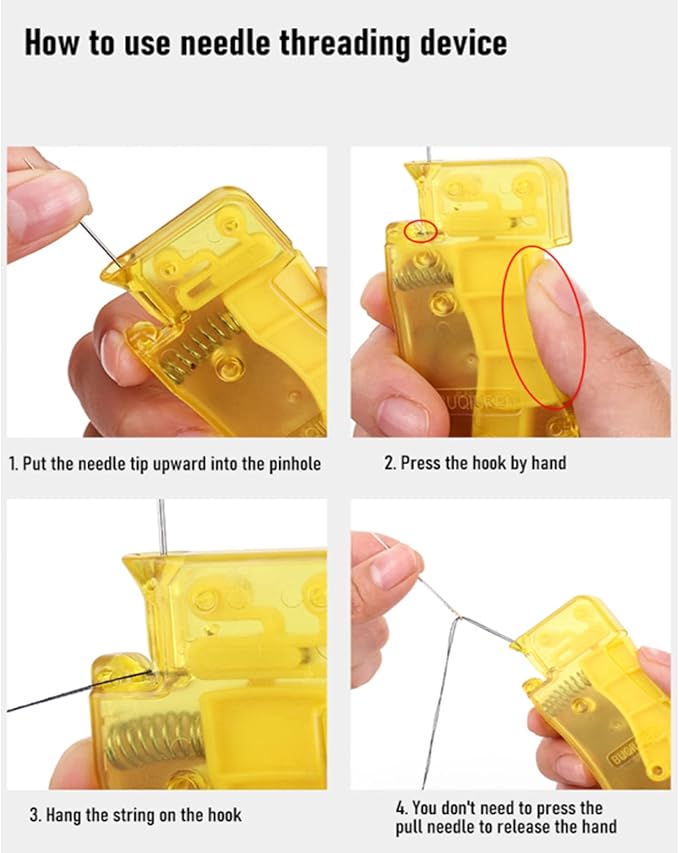 Automatic Needle Threader, with 2 Pcs Plastic Needle Threader Easy Needle Threader Tool Sewing Accessories