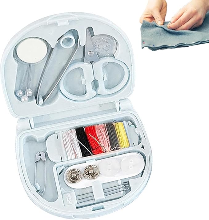 Sewing Kit Basic - Sewing Kit with 6 Color Spool,Portable Sewing Kit with Foldable Case,Basic Sewing Supplies Small Sewing Kit,Sewing Supplies for Home Travel Camping for Kids Girls (Blue)