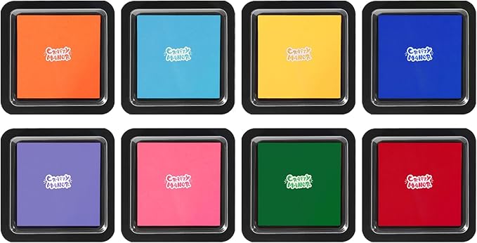 8 Colors Washable Stamp Pad for Finger Paint, Latex Foam Fingerprint Inkpad, Water Base Ink Stamps Pads (8 Colors)