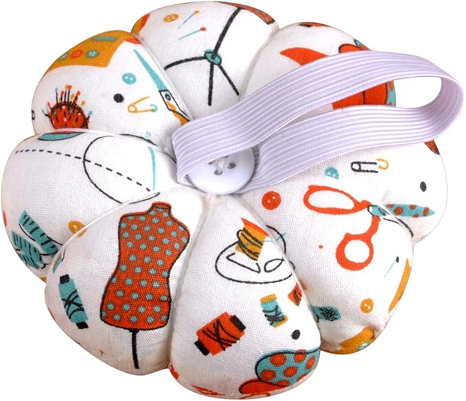 eZAKKA Pin Cushions for Sewing, Wrist Pin Cushion Cute Sewing Pin Holder Needle Pincushions (Sewing Necessities Pattern White)