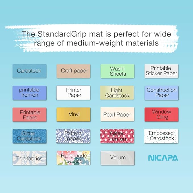 Nicapa StandardGrip Cutting Mat for Silhouette Portrait(8x12 inch 3 Mats) Standard Adhesive Sticky Quilting Cut Mats Replacement Accessories for Silhouette Portrait
