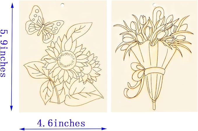 Piatoeke 16PCS 5.9×4.7in Unfinished Wooden Flower Cutouts Board for Kids Painting,Wood Crafts DIY Fun Things to Paint and Hang(Flower)
