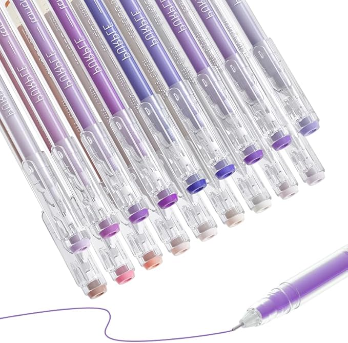 18 Colors Gel Pens for Adult Coloring Books – Fine Tip Gel Markers for Drawing, Journaling, Art, School Supplies(Skin Colors & Purple Colors)