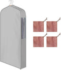 40" Short Cotton Garment Bag for Hanging and Storage Clothes with 4 Cedar Blocks for Fresh Smell, Breathable Hanging Bags for Closet Storage Fur Coat Suit Sweater Jackets, 6'' Wide, Gray