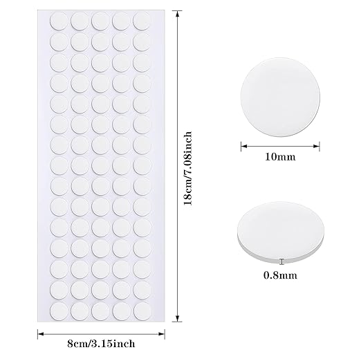 JANYUN 225 Pieces Double Sided Sticky Dot Stickers Removable Round Putty Clear Sticky Tack No Trace Super Sticky Putty Waterproof Small Stickers for Wall Wood Ceramic Metal Plastic (10mm)