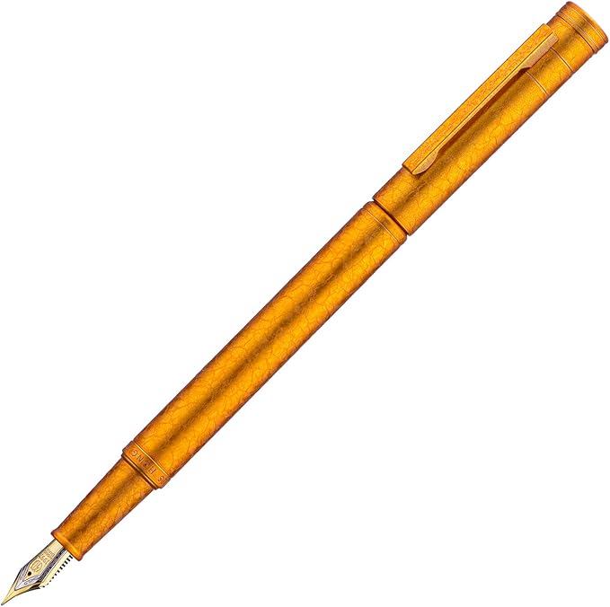 Hongdian 1851 Forest Fountain Pen Golden Ice Flowers, Fine Nib Classic Design with Converter and Metal Pen Case