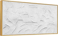 Large Size Hand-Painted Oil Painting on Canvas Gold Frame White Textured Wall Art Abstract Minimalist 3d Artwork Neutral Wall Picture Home Decor for Living Room Bedroom Office Ready to Hang 60x40inch