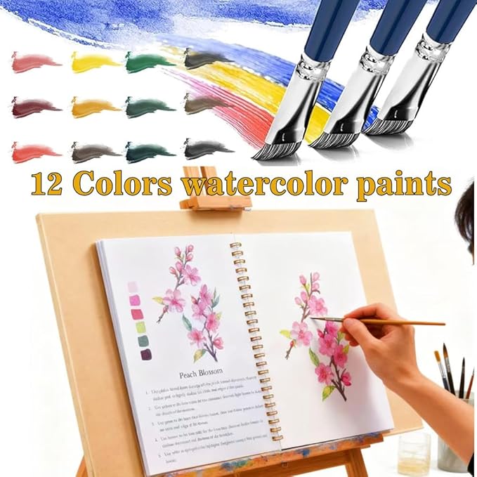 Watercolor Workbooks Coloring Book Beginner Friendly Painting Kit Easy Nature Scenes Paint Set Art Crafts for Creative Exploration Gift for Adults (Animals, Without Palette)
