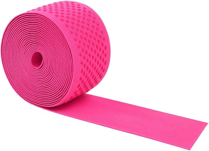 Mandala Crafts 2 Inch Elastic Silicone Gripper Tape for Clothing - 5 Yds Dotted Non Slip Elastic Band for Sewing - Hot Pink Silicone Flat Fabric Stretchy Ribbon Straps