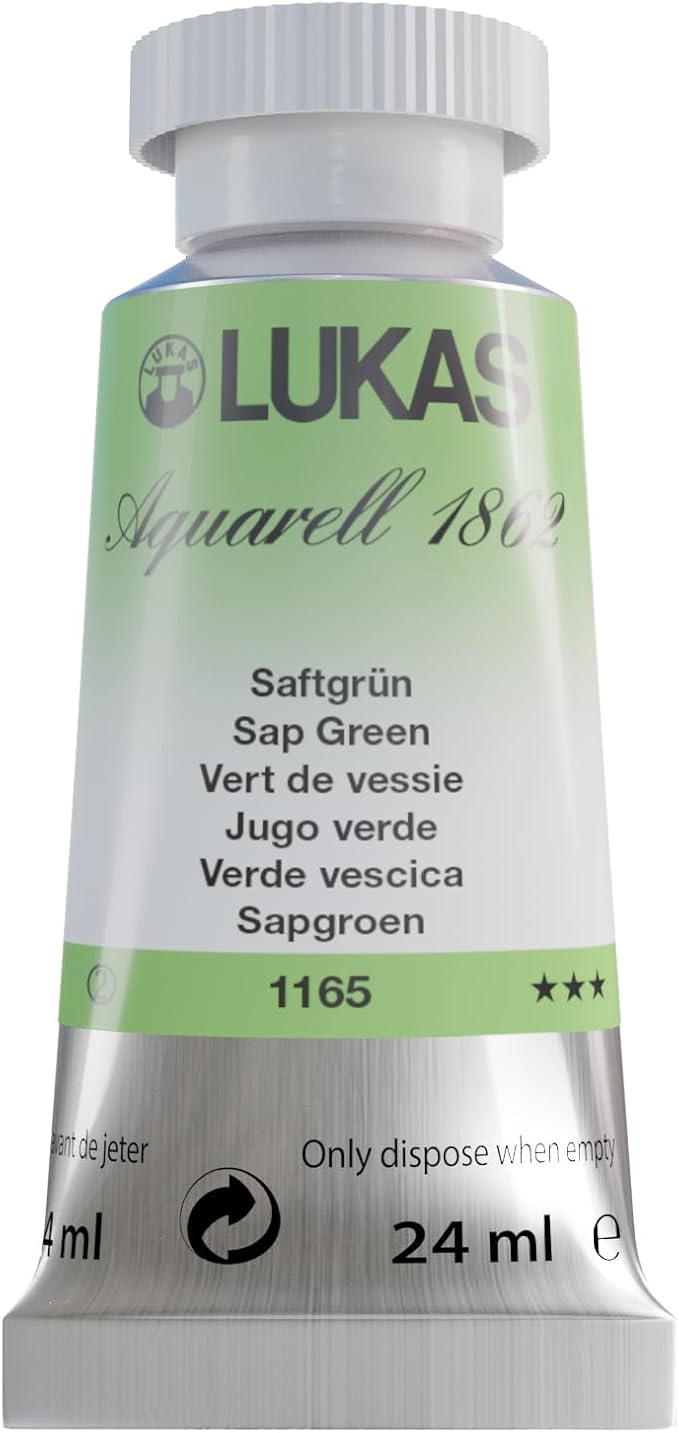 Lukas 1862 Aquarell Artists' Watercolor Tubes, Sap Green 24 ml - Vibrant Professional Grade Watercolor Paint - Easy-to-Wet, Intense Color, Long-lasting - Ideal for Professional Watercolorists