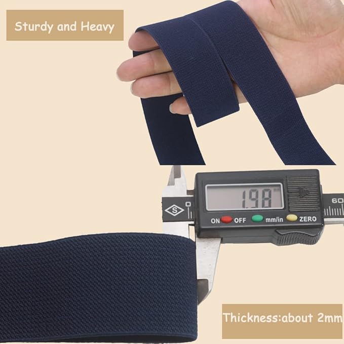 Navy Blue Wide Elastic Band for Sewing 1.5 inch 10 Yards Double-side Twill Woven Elasitc Stretch Straps Heavy Knit Elastic Waistband for Pants Wigs DIY Crafts & Projects