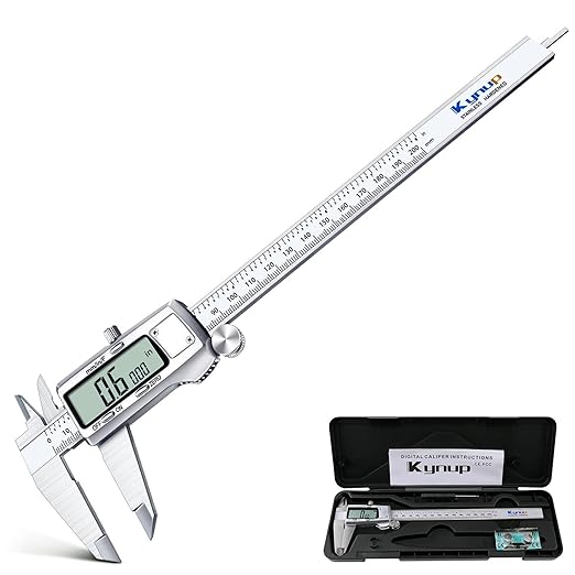Kynup Digital Caliper 8 inch,Caliper Measuring Tool, Vernier Caliper, Stainless Steel, Full Turn Off, Switch from Inch Metric Fraction, Micrometer Digital for Household, DIY(200MM)