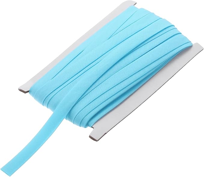 MECCANIXITY 1/2 Inch Double Fold Bias Tape Continuous Bulk Cotton Bias Tape for Sewing Seaming Quilting Hemming Binding Crafts (Light Blue 25 Yards)