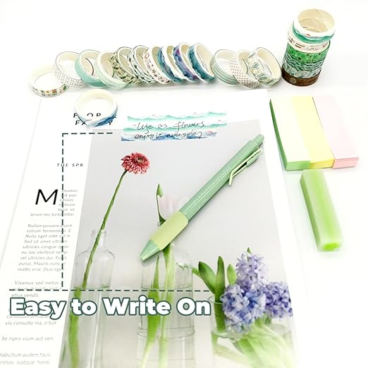 Washi Tape Set, 20 Rolls of Colorful Washi Tape, Decorative Tape for Arts and Crafts, Scrapbooking Supplies Pattern Washi Tape with Landscape Vintage Mountain River Leaves Green. (Forrest)