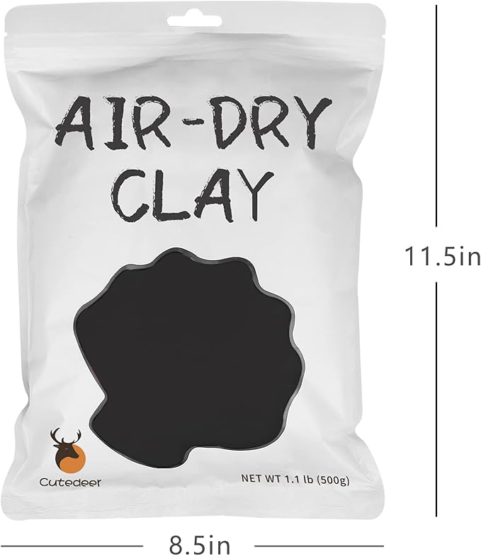 Cutedeer Black Air Dry Clay, 1.1lb Foam Modeling Clay, Soft Squishy Molding for Kids Adults, Arts & Crafts Project Slime Supplies(1.1lb - 1 Pack, Black)