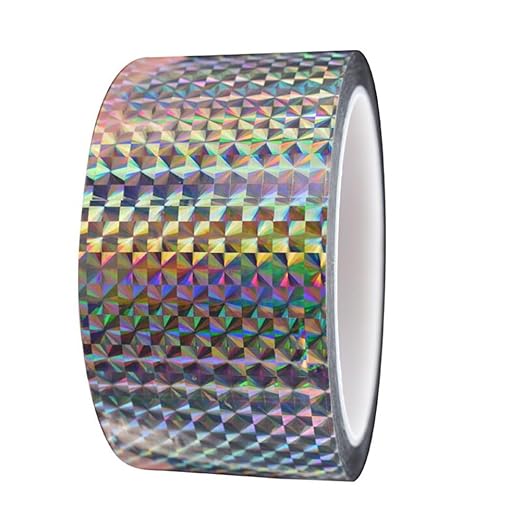 Self-Adhesive Holographic Reflective Tape Prism Tape Holographic Reflective Tape for Keep Birds Away, Craft Projects, DIY Art, Home, Daily Use (Silver, 2 Inch x 55 Yard)