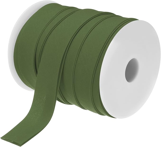 MECCANIXITY 1 Inch Double Fold Bias Tape Polyester Continuous Bulk Bias Tape for Sewing,Seaming Quilting Hemming Binding Crafts (Dark Green 25 Yards)