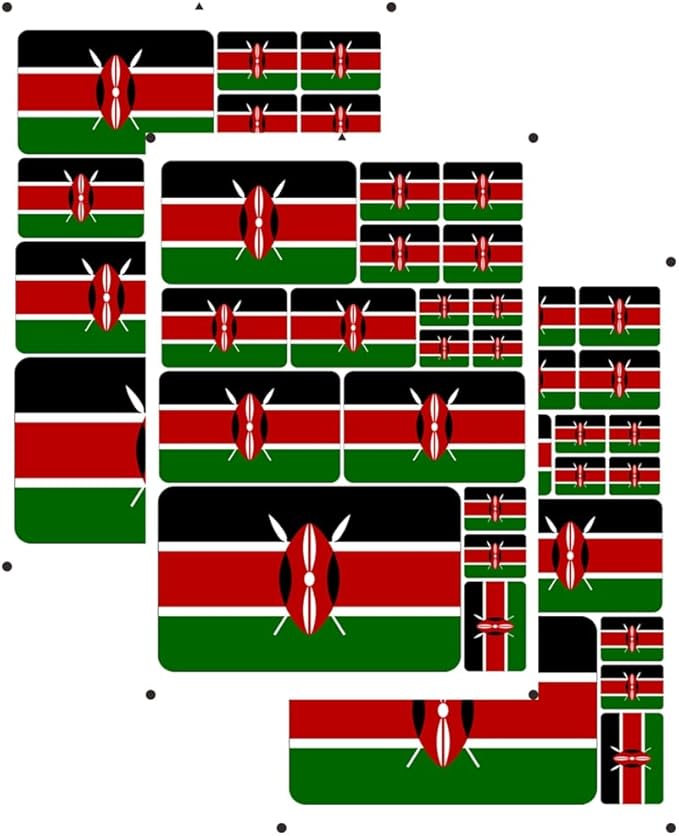 vmcoatdu Kenya Flag Laser Printing Sticker 3 Pcs Decal in Multiple Sizes Stickers (Green Kenya)