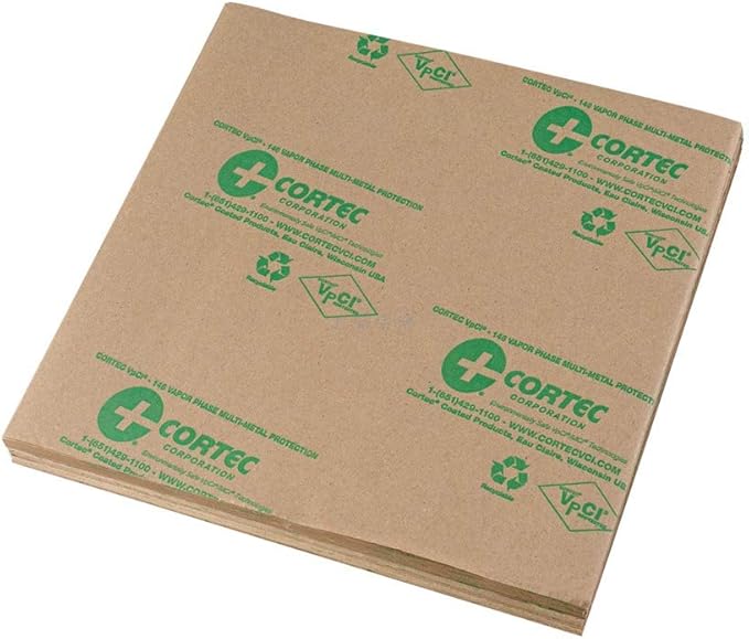 Anti Rust VCI Paper Sheets - 6 by 6 inches - 35# Gauge - Cortec VpCI-146 Rust Inhibitor Kraft Paper for Metal Protection(Pack of 100)