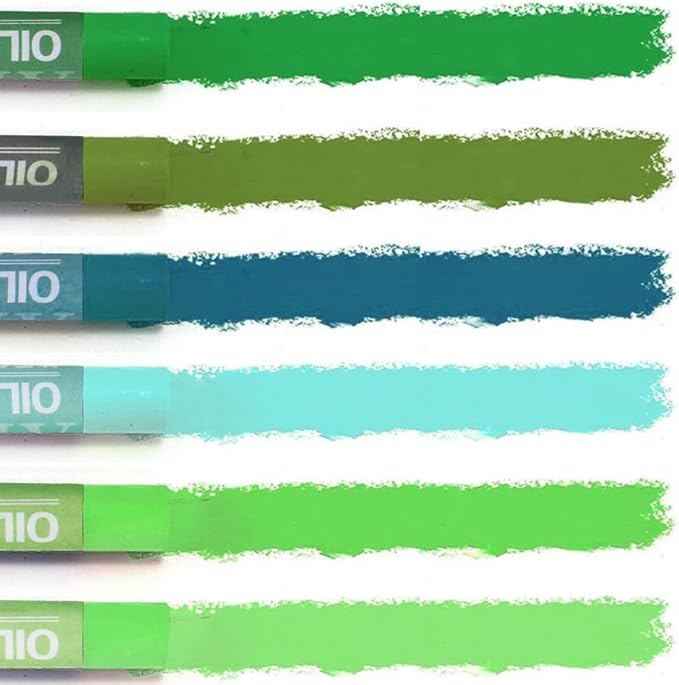 Mifuner Soft Oil Pastels Set (6 Sticks,6 Colors),Colors Heavy Oil Pastels Vibrant and Creamy,Pastel Art Supplies for Artists,Gallery Oil Painting Stick Adult Art Drawing. Green